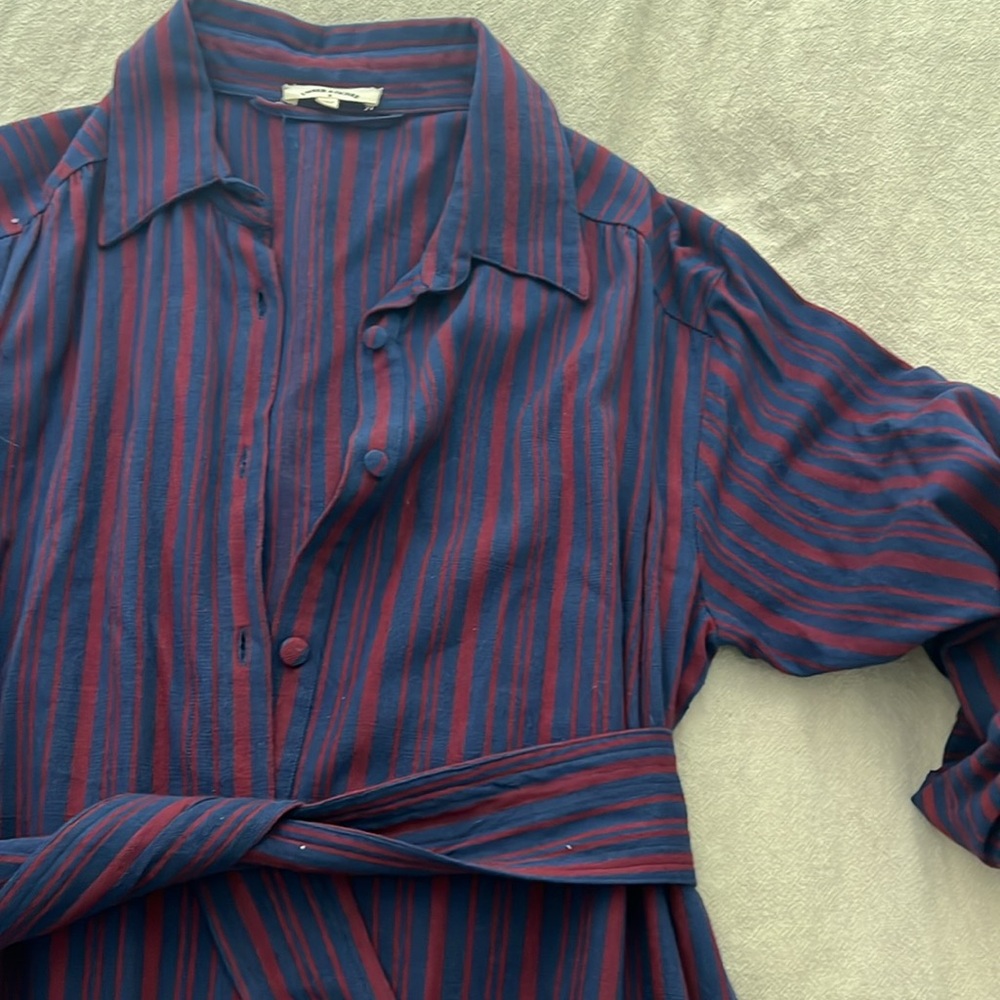 Umber & Ochre Striped Navy and Red Shirt Dress